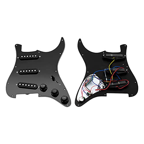 TPfocus Juego de 2 líneas de recogida de panel de doble cara para guitarra eléctrica St con perilla de interruptor de 5 velocidades, placa de protección multicapa gruesa negro Cover