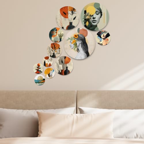 Image of RADIQORE Set of 11 Designer MDF Wooden Wall Hanging for Home Decoration | Office | Gift | Wall Decor Hanging Items | Wall Art | Living Room | Bedroom (aesthtic)