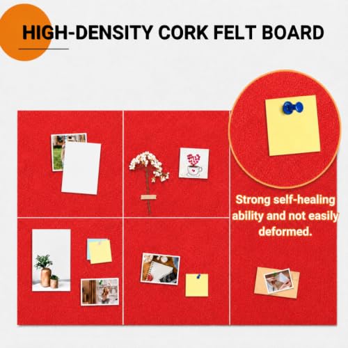 Image of QUIET CANVAS Acoustic Wall Square Pinboard, 1x1ft, Pack 6, 50Push Pins(Red)