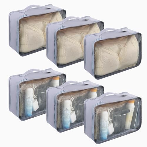 6Pack-Small-Mesh-Packing-Cubes-Travel-Luggage-Organizer-Bags-Suitcase 6Pack Small Mesh Packing Cubes Travel, Luggage Organizer Bags Suitcase - Image 1