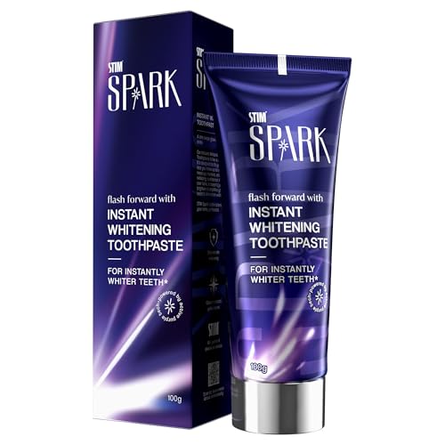 Image of STIM Spark Instant Whitening Toothpaste | Instantly Whiter Looking Teeth | Whitening Toothpaste for Yellow Teeth | Enamel-Safe Colour Correcting Purple Tech | Oral Beauty Toothpaste