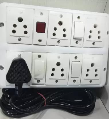 BAHUL 2+6 ISI Parts Small Plug 1000WATT Capacity Extension 6 Socket Extension Boards (White, 4 m)-image-42
