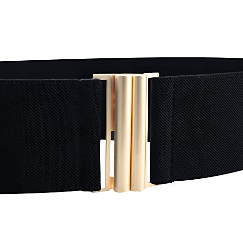 Women's Elastic Belts for Dresses Vintage Wide Cinch Black Waist Belt4