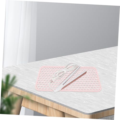 Almohadilla de silicona resistente al calor para herramientas de peinado, antideslizante y fácil de limpiar, compatible con rizadores y planchas de pelo, grande, color rosa miniatura 5