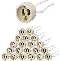 PACK Portalámparas casquillos GU10 para bombillas halogenas hasta 100W y bombilla led, zócalo de cerámica con cable de silicona 150mm de alta resistencia. Socket Lamp Holder Silicon Wire (20)