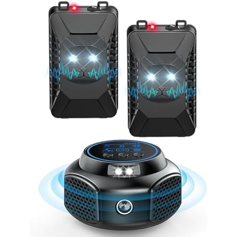 Rodent Repellent Ultrasonic Plug in, Car Rodent Repeller Under Hood, Mice Repellent Indoor with 4 Working Modes, Battery Powered Plug-in Mouse Repellent with Strobe Light Cover