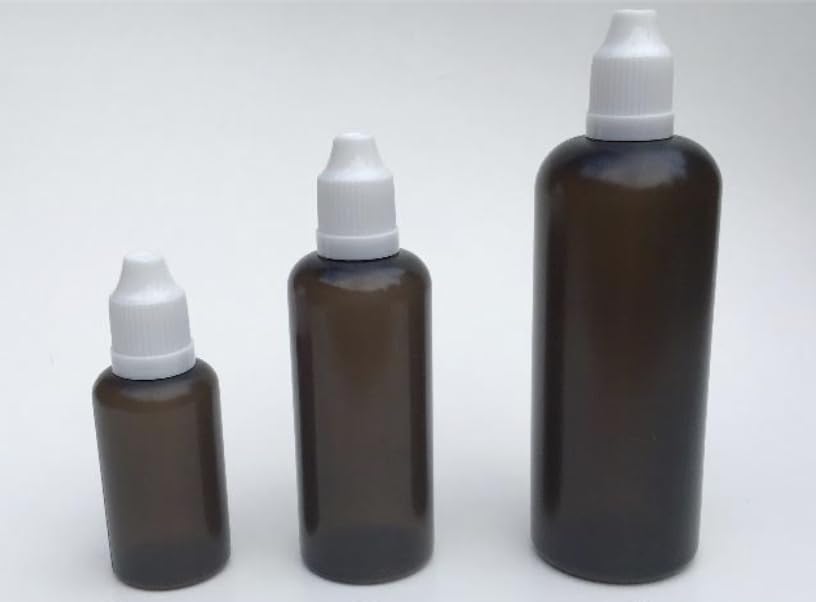 (3) Size Variety Pack Black Plastic Bottles 30 ml (1 oz), 60 ml (2 oz) & 120 ml (4 oz) EASY SQUEEZE Squirt Liquid Dropper Tip,Empty ROUND Travel Size Lot (WHITE)