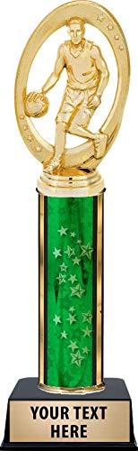 Crown Awards Basketball Champion Male Trophies, Personalized Green Basketball Champion Male Trophy, Your Own Engraving Included