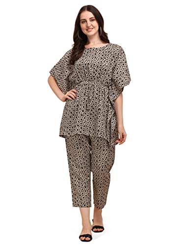 Image of NAINVISH Cotton Blend Kurta Pant Set | Ethnic Kaftan Co Ord Pant Set | Casual Wear Kaftan Pant & Top Set | Fancy Kaftan Top & Pant Set | Women Top & Pant
