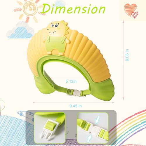 Image of Baby Shower Cap Shield, Shower Cap for Kids, Visor Hat for Eye and Ear Protection for 0-9 Years Old Children, Cute Little Dinosaur Shape Makes The Baby Bath More Fun (Pink) | Ages 0-9 Years, Kids Visor Hat, Bath Time Fun, Eye & Ear Shield