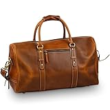 Premium Full-Grain Leather Duffle Bag for Men & Women | 20-Inch Handcrafted TSA Approved Carry-On Weekender Travel Bag with Multiple Pockets & Compartments by Northridge Leather (Tan))