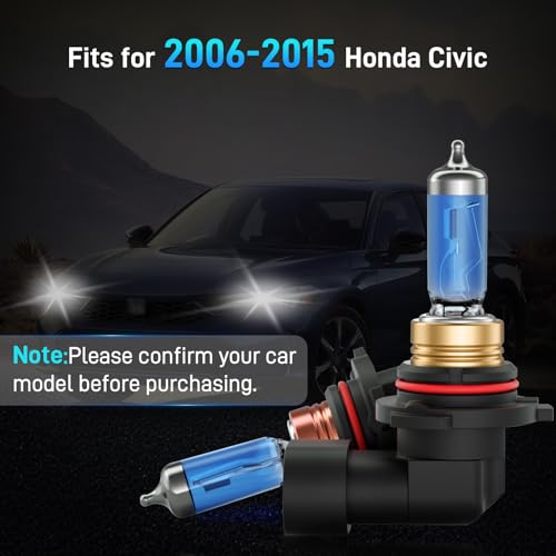 Image of XFLHEHD Fits for 2006-2015 Honda Civic Halogen Headlight Bulbs Combo, Ultra Bright 5000K White High Low Beam Headlight Bulbs, Plug and Play, 4 Pack
