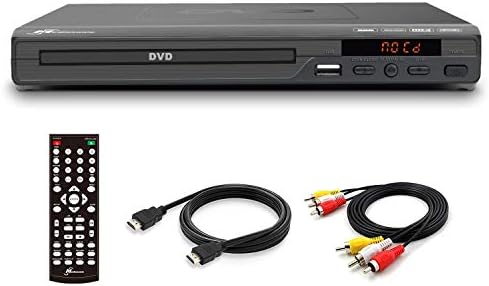 Mediasonic CD/DVD Player – Upscaling 1080P All Region DVD Players for Home with HDMI/AV Output, USB Multimedia Player Function, High Speed HDMI 2.0 & AV Cable Included (HW210AX)