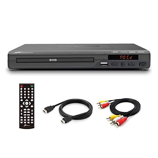 Mediasonic CD/DVD Player – Upscaling 1080P All Region DVD Players for Home with HDMI/AV Output, USB Multimedia Player Function, High Speed HDMI 2.0 & AV Cable Included (HW210AX)