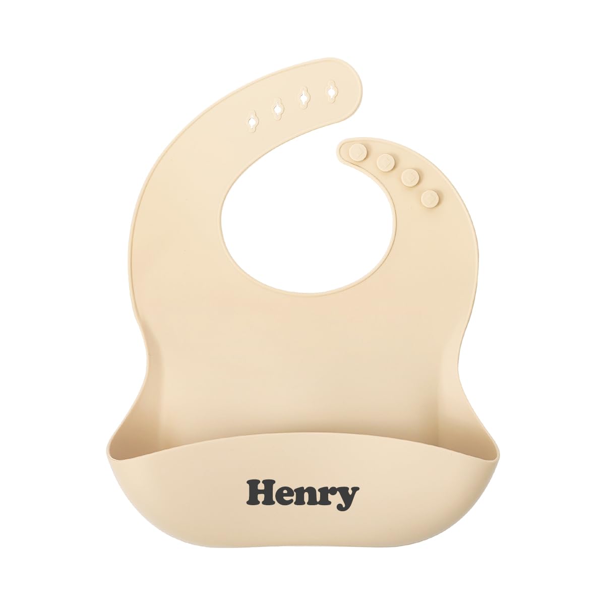 TYRY.HU Personalised Silicone Bibs for Babies & Toddlers Customized Name Soft Waterproof Baby Feeding Bib Adjustable with Wide Food Catcher Pocket