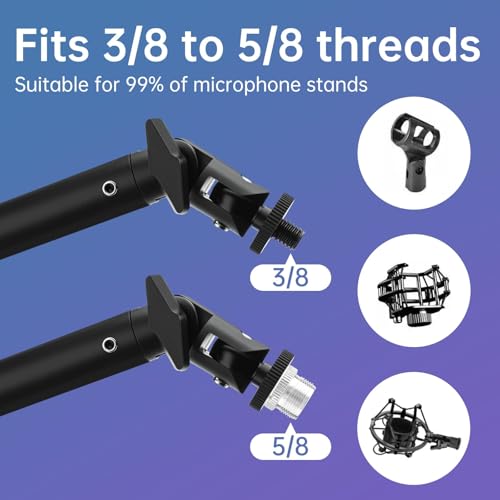 Image of Microphone Stand, Suspension Boom Arm Heightened Design with Desk Mount Clamp, 360 Rotatable,5 /8 inch to 3 /8 inch Adapter, for Podcast, Streaming,Voice-over, Gaming, Recording, Studio, Home Office