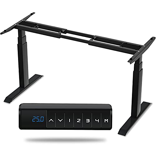 HAIAOJIA Electric Stand up Desk Frame, Dual Motor Load 270lbs Ergonomic Electric Standing Desk Frame 3-Stage Height Adjustable with Memory Controller - Frame Only
