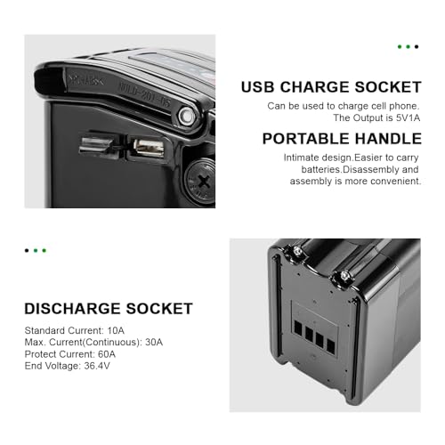 Image of Yose Power 48V 15Ah Electric Bike Battery for 100W / 250W / 350W / 500W / 700W / 1000W Motor Silver Fish Ebike Battery with Charger