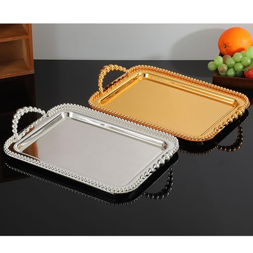 Bandeja rectangular para servir postres en bufés con asas de cuentas 4