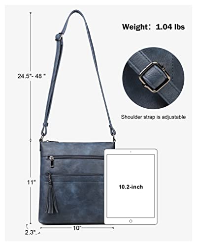 Image of MASINTOR Crossbody Purses for Women, Multi Pocket Casual Crossbody Bag, Adjustable Strap Shoulder Bag with Tassel