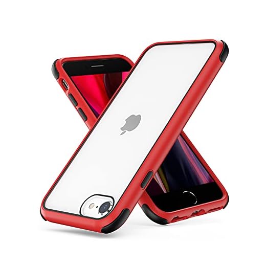MobNano Ultra Hybrid Durchsichtig Handy Hülle für iPhone se 2022 2020 Hülle, iPhone 8 7 Hülle, Stoßfest Bumper Transparent Handyhülle 360 Grad Kantenschutz Silikon iPhone 7 8 SE2 SE3 Case Rot Schwarz
