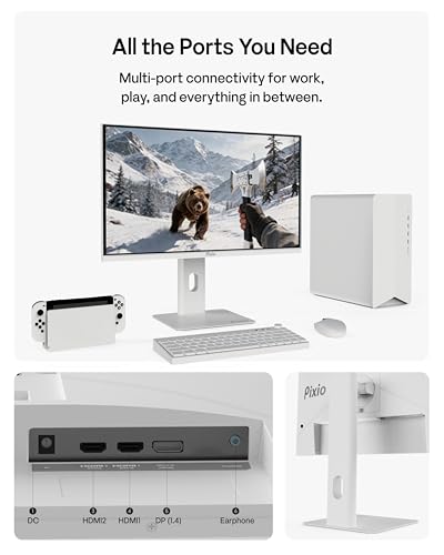 Image of Pixio PX257 Hayabusa White 24.5 inch (24 inch / 25 inch Equivalent) 300Hz Refresh Rate FHD 1080p Resolution Fast IPS Panel 1ms GTG Response Time Gaming Monitor with PS2S White Ultrawide Heavy-Duty Pre