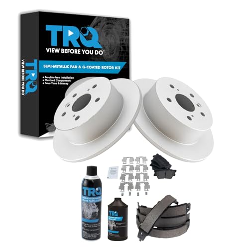 Image of TRQ Rear Brake Pad & Rotor Kit Semi-Metallic Compatible with 2013-2018 Lexus ES300h ES350 Toyota Avalon 2012-2017 Camry