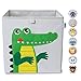 wonneklein – Caisse de Rangement Gris pour Enfants – Cube de Rangement de Jouets extra Fort, Pour Chambres des Enfants, Organisateur 33x33x33 cm, Boite Gris avec Motif Animal (Karl Crocodile)
