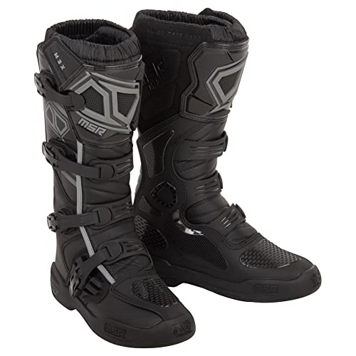 MSR M3X Motocross Boots – Black, Men’s Size 10 – Durable Microfiber, Steel Shank Support, Adjustable Buckles & Debris-Blocking Gaiter