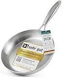 Batoris Edelstahlpfanne Unbeschichtet - Induktion - Profi Bratpfanne 24cm - Perfekt als Steakpfanne & Pastapfanne ohne Beschichtung - Brat- Universalpfanne frei von PFOA, PTFE & PFAS - Ofenfest