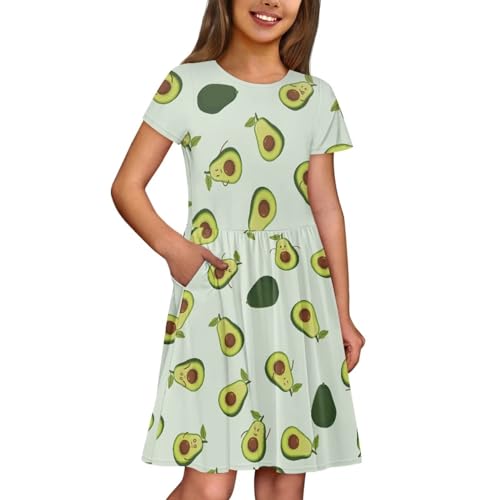 Image of Short Sleeve Dress for Girls with Pockets Cute Toddler Girl Clothes Summer 2-12