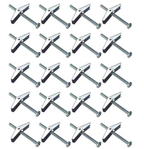 TERF® M5 X 50mm Wing Spring Toggle Bolt With Machine Screw for Plasterboard Hollow Wall and Door Fixings - Pack of 20