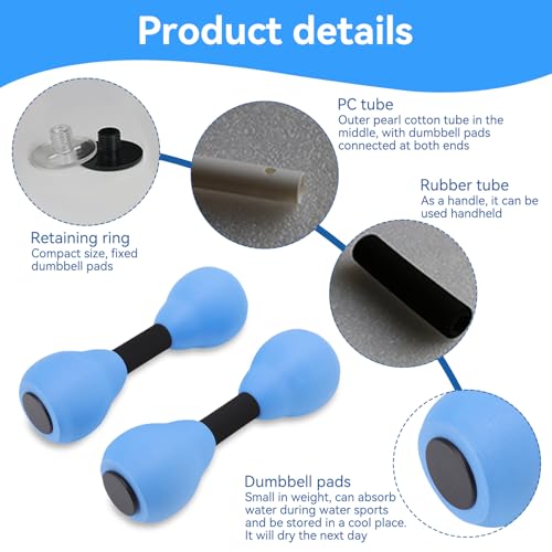 Wasserhanteln Für Wassergymnastik, Water Aerobics Dumbbells 2 Stück Einstellbare Schaumstoff-Wassergewichte, Poolwiderstand, Schwimmtraining, Fitnessgeräte Für Erwachsene Und Kinder