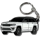 FOUR WHEEL BEAST Jeep Grand Cherokee Metal Keychain – Officially Licensed Jeep Accessories Key Chain Cool Merchandise (White)