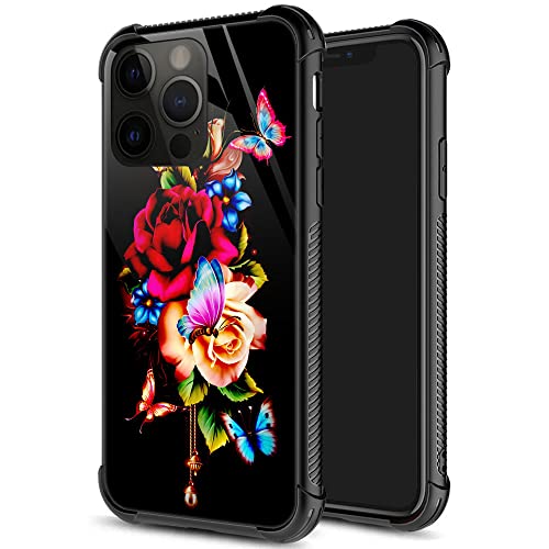 ZHEGAILIAN for iPhone 14 Pro Case, Military-Grade Protection, All-Around Shockproof Corners, Anti-Scratch Phone Case for iPhone 14 Pro - Butterfly Rose