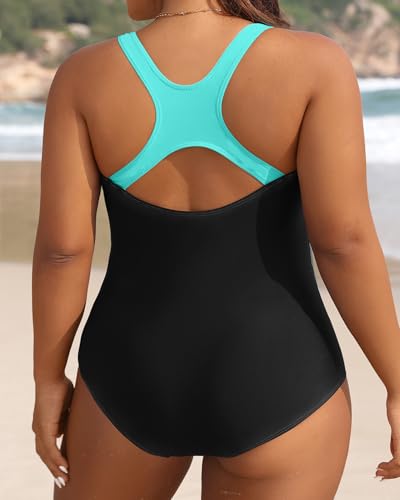 Image of Aqua Eve Plus Size Swimsuits Athletic One Piece Bathing Suit for Women Tummy Control Slimming Swimwear