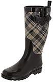 Capelli New York Ladies Shiny Plaid Printed Rainboot Warm Sand 7