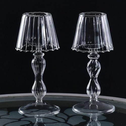 Miniatura 4 de Portavelas De Cristal Con Forma De Lámpara, Portavelas Votivos De Cristal, Para Boda, Cena, Decoración Del Hogar Estilo 4