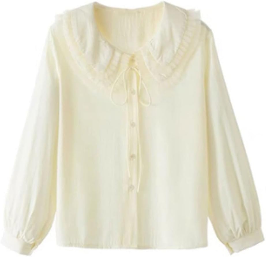 SHYPYG プラスサイズの女性のシャツソリッドカラースプリングの女性のカジュアルシャツが多用途 (Color : A, Size