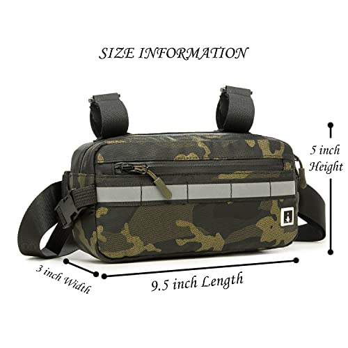 Royalfair Waterproof Handlebar Bag, Kids Bike Handlebar Bag, Camouflage Bicycle Handlebar Bag, Frame Storage Bag For Mountain Road Bikes, Commuter Shoulder Bag Professional Cycling Accessories (Green Camo) #TOP1