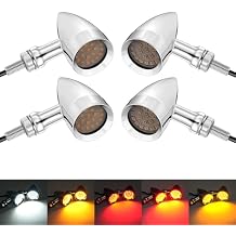 PBYMT Motorcycle Bullet Front Rear Turn Signal White Amber Light SMD Motoecycle Rear Blinker Indicator Compatible with Honda Yamaha Suzuki Kawasaki4 Pcs