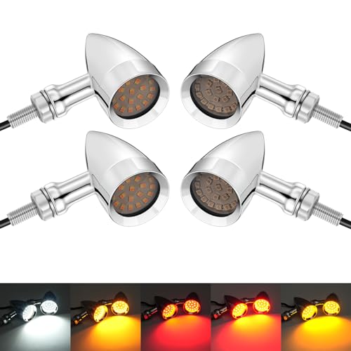 Pbymt 705338336943 4Pcs Motorcycle Bullet 24 Leds Front Rear Turn Signal Light Smd Blinker Indicator Compatible For Honda Yamaha Suzuki Kawasaki Harley Chopper Bobber cover