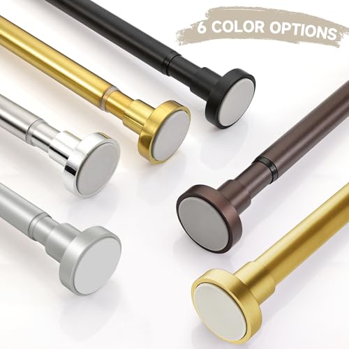 Image of BRIOFOX Shower Curtain Rod Adjustable 18-50 Inch, Spring Tension Shower Rod No Drilling Non Slip, Brushed Gold