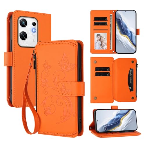 Cover Compatibile con Infinix Zero 30 4G con Zero 30 4G Cordinoã€5 Portacarteã€ã€Portafoglio a cernieraã€ã€Chiusura magnetica〠Stand Flip Custodia Orange