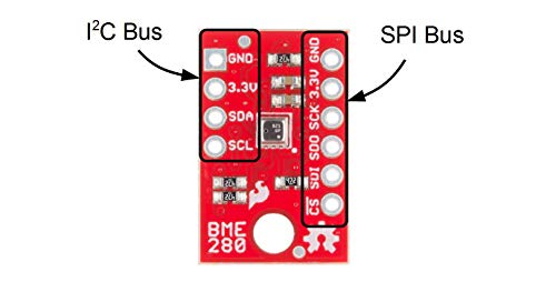 Sparkfun Atmospheric Sensor Breakout - Bme280 Measure Weather With Barometric Pressure Relative Humidity Temperature Small Footprint I2C & Spi Communications Interface Operating Voltage 3.3V Low Power #TOP4