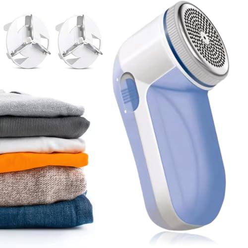 Lint Remover, Bobble Remover for Clothes with Free Extra Blade, Cleaning Brush & Fabric Protector, Electric Fabric Shaver GC20060 with Powerful Motor, Debobbler Clothes Shaver (Blue-White)