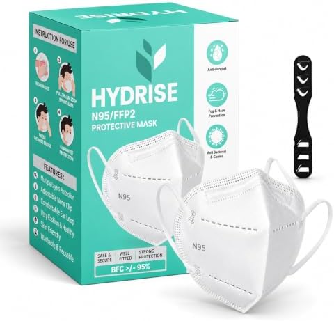 (Pack of 50(White) Premium N95 Mask For Men and Women with Mask Adjuster - Washable - Reusable - Pollution - Protection - Advanced Filtration