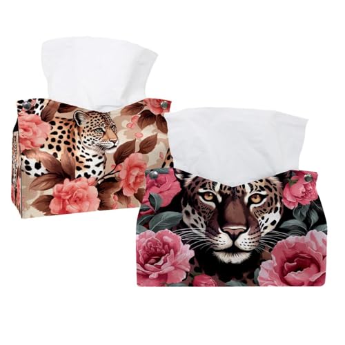 Boîte à mouchoirs léopard rose design graphique lot double