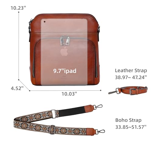 Image of Iswee Leather Crossbody Bags for Women Multi Pockets Medium Shoulder Bag Lightweight Functional Travel Purse
