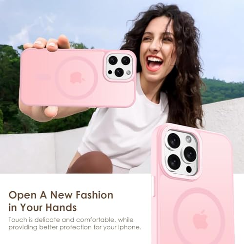 KPPIT Magnetic Case for iPhone 15 Pro Compatible with MagSafe, Shockproof Drop Protection, Frosted Translucent Back Phone Case for iphone 15 Pro,Pink - Image 4